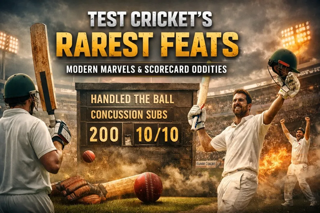 Test Cricket’s Rarest Feats: Modern Marvels & Scorecard Oddities cover